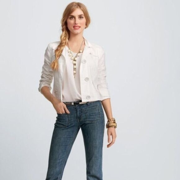 CAbi 333 Topside Topper White Linen Jacket size Small - Picture 2 of 6